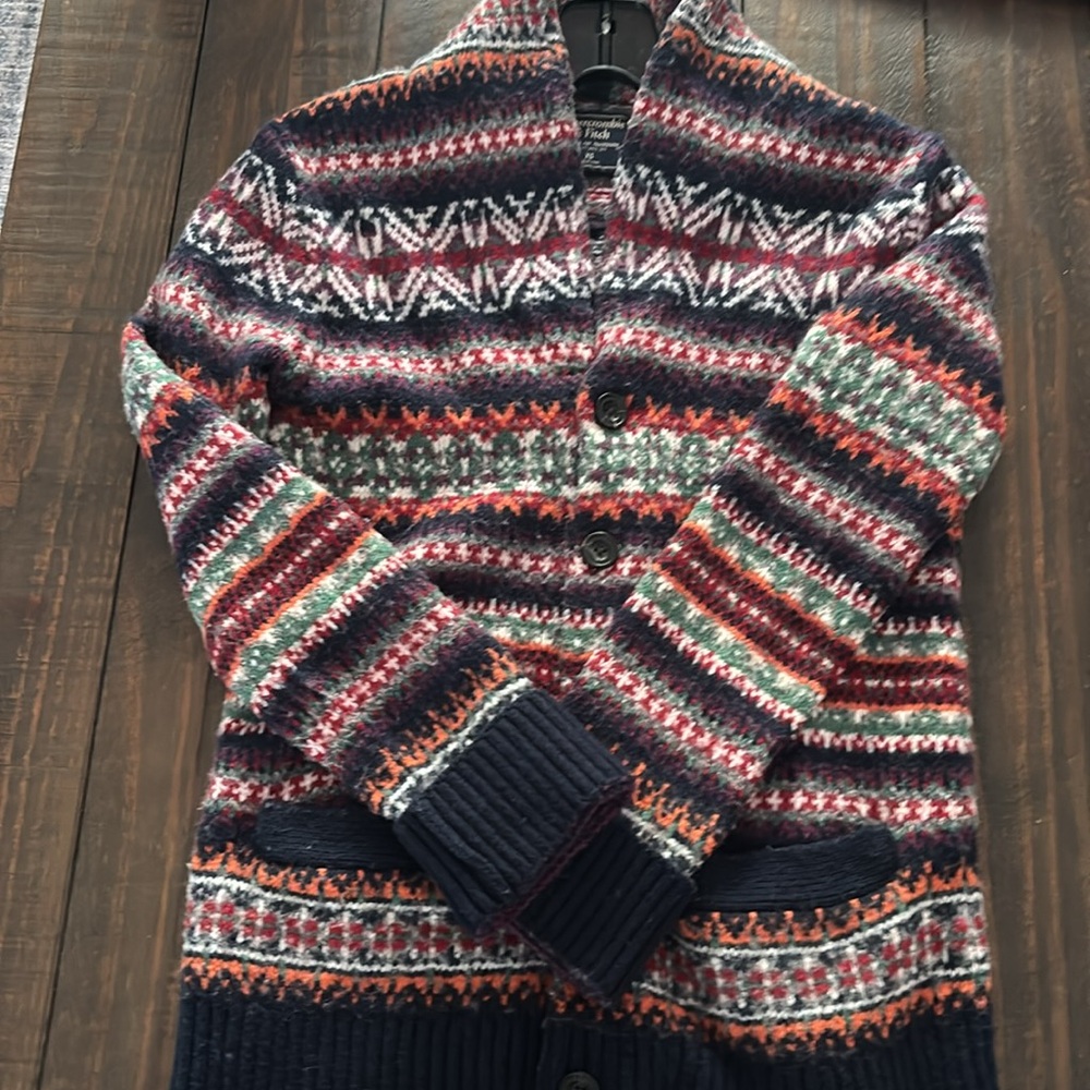 Vintage Abercrombie & Fitch Fair isle  wool cardigan - Picture 11 of 11